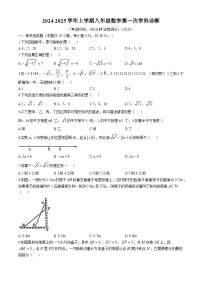 河南省郑州市第八十五中学2024-2025学年上学期八年级数学月考试卷(无答案)