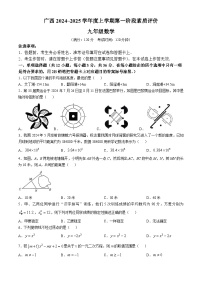 广西南宁市西乡塘区南宁外国语学校2024-2025学年九年级上学期10月月考数学试题(无答案)