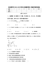 安庆四中学2024-2025学年九年级数学第一学期开学联考试题【含答案】