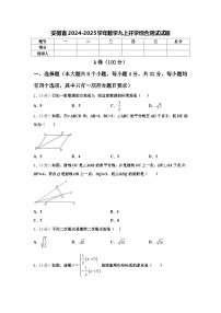 安微省2024-2025学年数学九上开学综合测试试题【含答案】