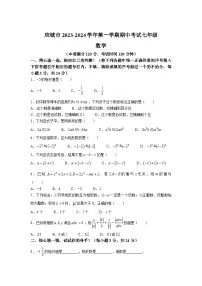 湖北省孝感市应城市2023-2024学年七年级上学期期中考试数学试卷(含答案)