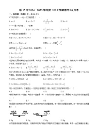 黑龙江省哈尔滨市第十七中学校2024-2025学年七年级上学期10月月考数学试题(无答案)