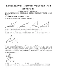 广东省惠州市综合高级中学2024-2025学年八年级上学期10月月考数学试卷(无答案)