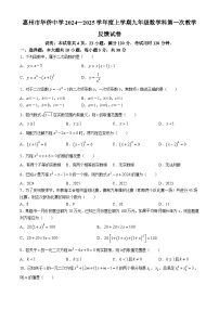 广东省惠州市华侨中学2024-2025学年九年级上学期第一次教学反馈数学试卷（10月月考）(无答案)