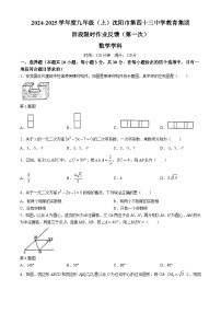 辽宁省沈阳市第四十三中学教育集团2024-2025学年九年级上学期第一次月考数学试题(无答案)