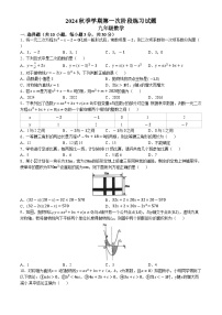 广东省惠州市第五中学2024-2025学年九年级上学期第一次月考数学试卷(无答案)