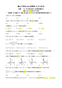 重庆市璧山中学2024-2025学年九年级上学期10月作业考试数学试题(无答案)