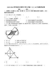 山东省青岛市胶州市瑞华实验初级中学 2024-2025学年九年级上学期第一次月考数学试题