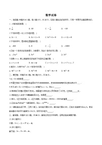 吉林松花江中学2023-2024学年七年级上学期期中考试数学试卷(含解析)