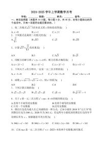 福建省漳州市2024-2025学年九年级上学期第一次数学月考试题（含答案）