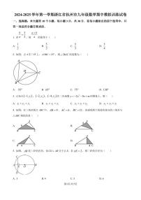 浙江杭州2024年上学期九年级数学期中模拟训练试卷（原卷版+解析版）