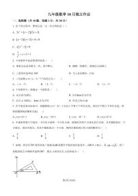 浙江杭州学军中学2024-2025学年九年级上学期10月月考数学试卷（原卷版+解析版）