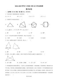 湖北武汉东西湖区2024年度八年级上学期三校10月月考数学试卷+答案