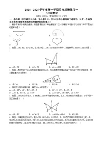 江苏省宿迁市沭阳县南湖初级中学2024-—2025学年八年级上学期第一次月考数学试卷(无答案)