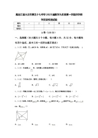 黑龙江省大庆市第五十七中学2025届数学九年级第一学期开学教学质量检测试题【含答案】