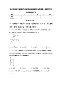 湖北省武汉市蔡甸区八校联盟2025届数学九年级第一学期开学教学质量检测试题【含答案】