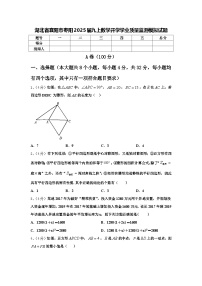 湖北省襄阳市枣阳2025届九上数学开学学业质量监测模拟试题【含答案】