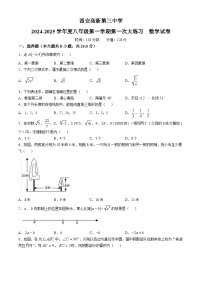 陕西省西安市西安高新第三中学2024-2025学年 八年级上学期数学月考（一）(无答案)