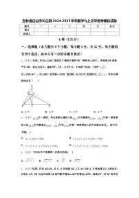 吉林省白山市长白县2024-2025学年数学九上开学统考模拟试题【含答案】