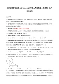 江苏省南京市雨花台区2024-2025学年九年级上学期苏科版数学第一次月考模拟卷