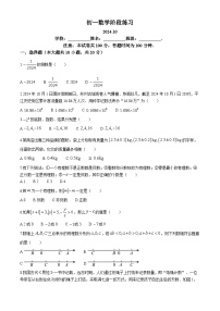 江苏省苏州市东沙湖学校2024--2025学年上学期七年级数学月考试卷 (无答案)