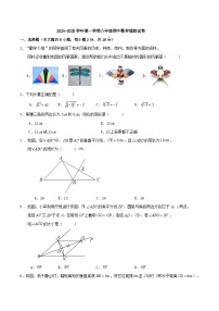 2024-2025学年苏科版上册八年级期中数学模拟试卷