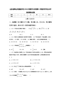 山东省泰山外国语学校2024年数学九年级第一学期开学学业水平测试模拟试题【含答案】