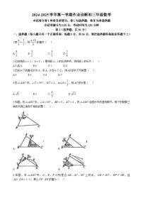 河北省石家庄市第十七中学2024-2025学年九年级上学期10月月考数学试题(无答案)