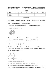 四川省绵阳涪城区2024-2025学年数学九上开学学业质量监测模拟试题【含答案】