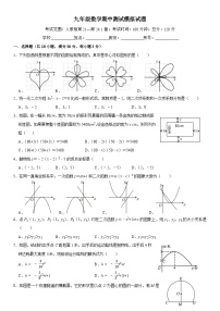 2024-2025学年人教版九年级数学上册期中测试模拟试题