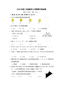 2024年秋人教版八年级数学上学期期中测试卷