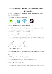 浙江省杭州市上城区钱学森学校2023—2024学年上学期期中考试八年级数学试卷