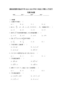 湖南省衡阳市逸夫中学2024-2025学年八年级上学期10月份月考数学试题