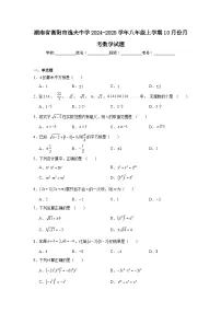 湖南省衡阳市逸夫中学2024-2025学年八年级上学期10月份月考数学试题