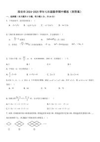 江苏淮安2024年七年级上学期数学期中模拟试题+答案