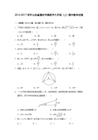 山东省潍坊市高密市2017届九年级(上)期中数学试卷(含解析)