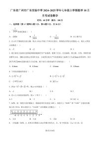 广东实验中学2024~2025学年七年级上学期数学10月月考试卷（原卷版+解析版）