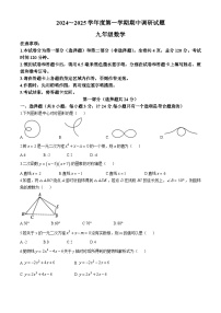 陕西省渭南初级中学2024—-2025学年上学期九年级数学期中试卷(无答案)
