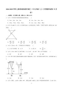 2024-2025学年上海市浦东新区南汇一中九年级（上）月考数学试卷（9月份）