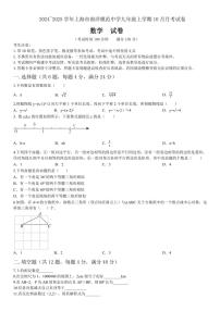 上海市徐汇区上海市南洋模范中学2024～2025学年九年级上学期10月月考数学试题（含答案）