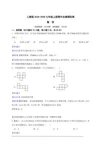 人教版2024～2025七年级上册期中全真模拟数学卷（解析版）