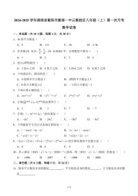 2024～2025学年湖南省衡阳市衡南一中云集校区八年级（上）第一次月考数学试卷（无答案）