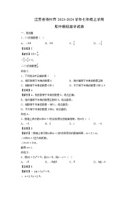 江苏省徐州市2023-2024学年七年级上学期期中模拟数学试卷