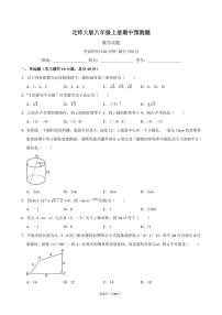 2024年八年级上学期数学期中模拟测试题 北师大版
