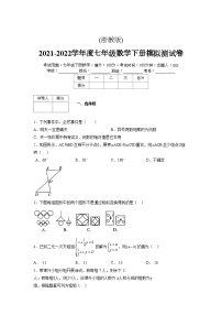 浙教版 2021-2022学年度七年级数学下册模拟测试卷 (40)【含简略答案】