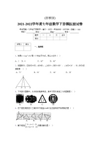 浙教版 2021-2022学年度七年级数学下册模拟测试卷 (2060)【含简略答案】