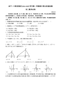 北京市昌平一中教育集团2024~2025学年上学期九年级数学期中试卷(无答案)