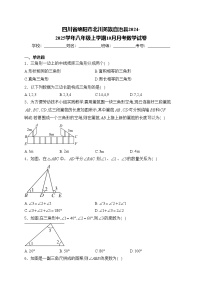 四川省绵阳市北川羌族自治县2024-2025学年八年级上学期10月月考数学试卷(含答案)