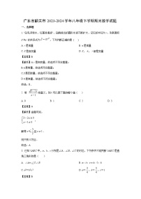 广东省韶关市2023-2024学年八年级下学期期末数学试卷(解析版)