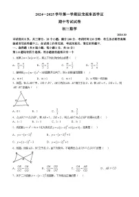 北京市昌平区回龙观东西学区2024-2025学年上学期九年级期中数学试卷(无答案)